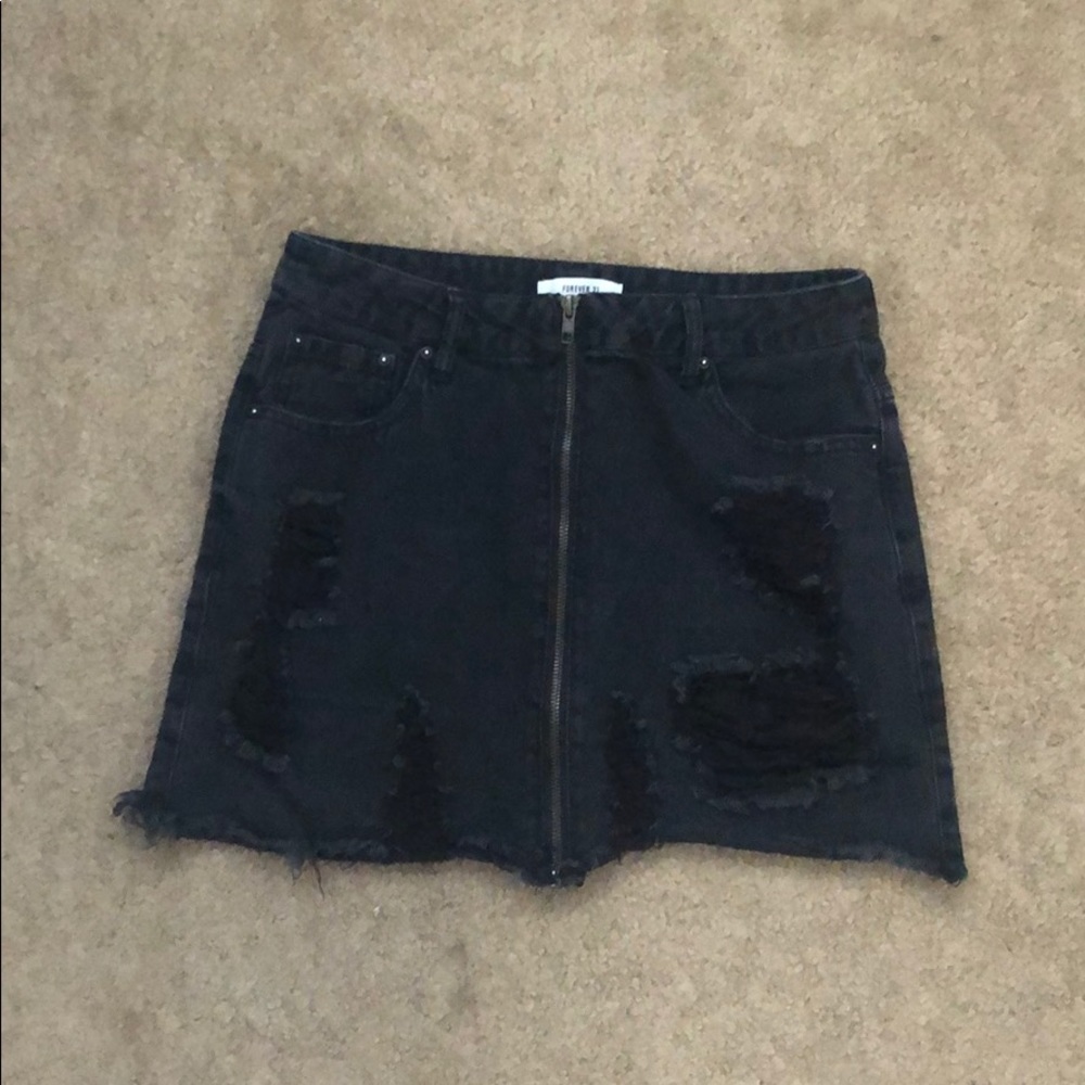 Zipper ripped skirt